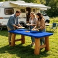 thumbnail image 6 of Rectangle Picnic Table Cloth Waterproof Elastic Fitted Tablecloths for 6 Foot Rectangle Tables, Washable Polyester Rectangular Patio Table Cover - Camping Indoor Outdoor Use, 6 of 7