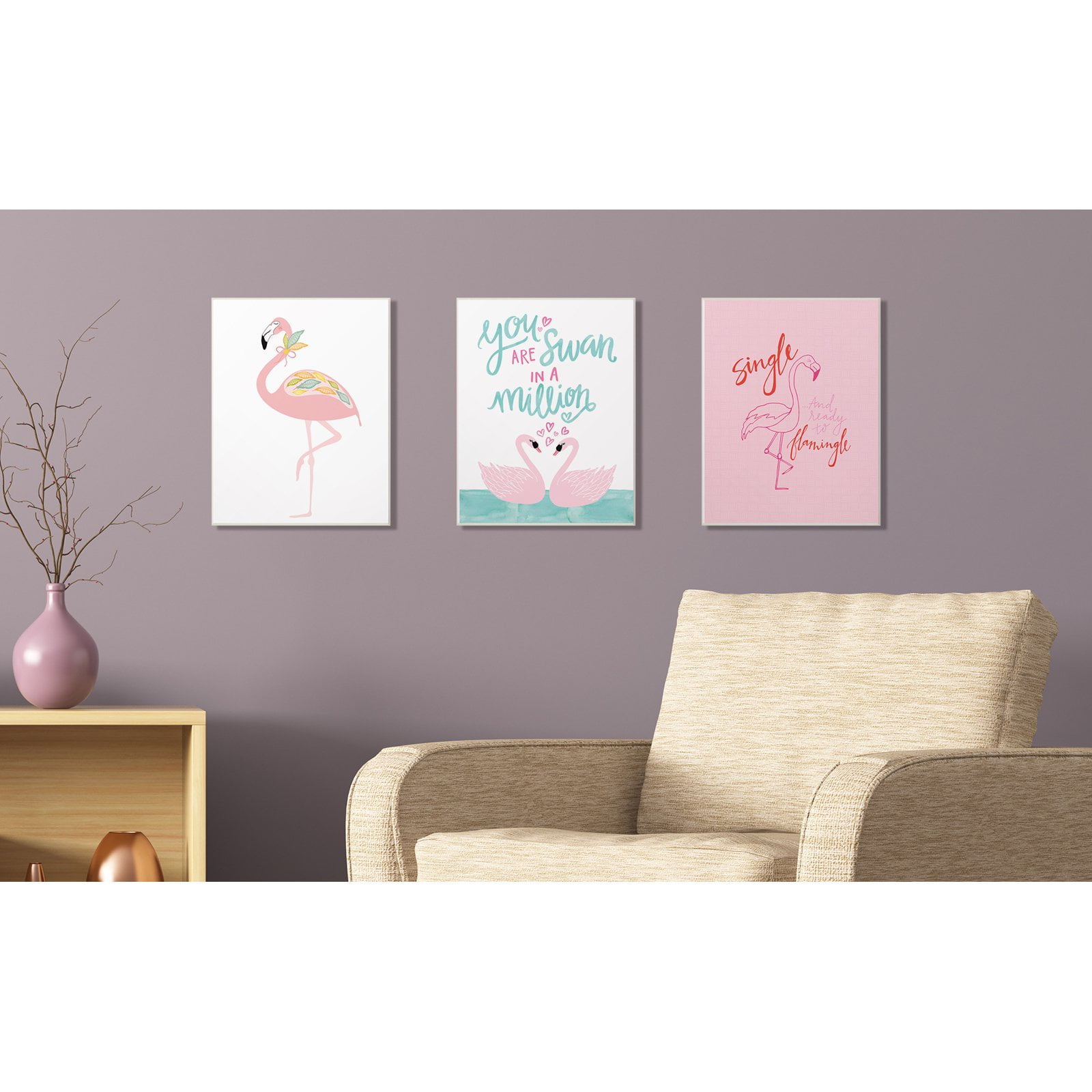 The Stupell Home Decor Collection Single and Ready to Flamingle Wall Art