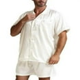thumbnail image 3 of MesaSe Men Summer Pajamas Set  Solid Color Short Sleeve Button Top+Short Pants Sleepwear Suit White XL, 3 of 3