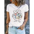 thumbnail image 2 of Chic Dog Paw Print T-Shirt for Women - Crew Neck, Short Sleeve, Summer & Spring Casual Top, Breathable Cotton Blend, 2 of 7