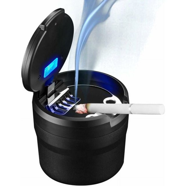 Cenicero portavasos con luz LED azul, cenicero portátil para coche, diseño desmontable para coche, hogar, oficina, restaurante, hotel, bar, cafetería, fiesta o viajes al aire libre