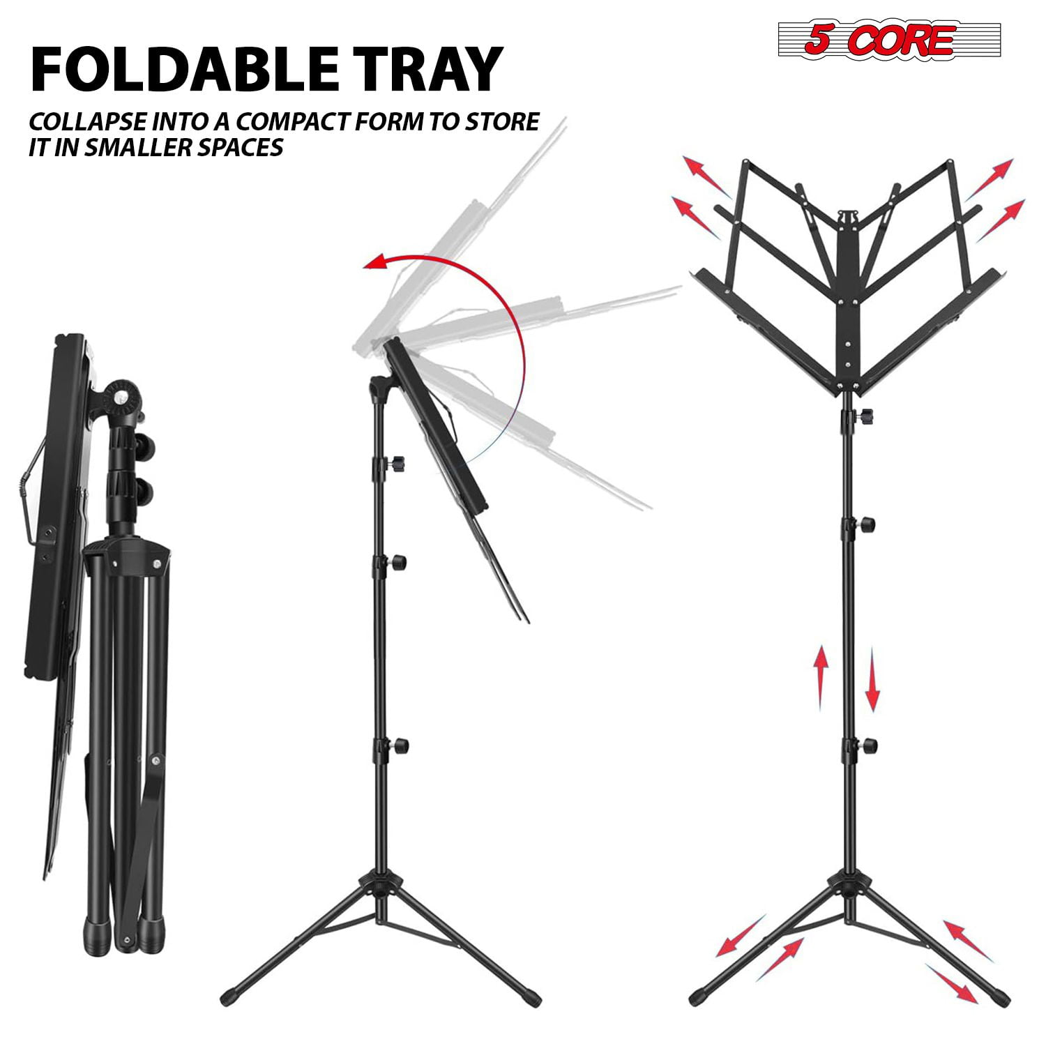 Music Stand Adjustable Desktop Book Stands Portable Sheet Holder All Metal Foldable Bookstand