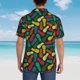 thumbnail image 4 of Fotbe Pineapple Fruit Colorful Camisa Hawaiana para Hombre Unisex – Camisa Casual de Verano con Botones de Manga Corta de Algodón y Lino,X-Large, 4 of 7