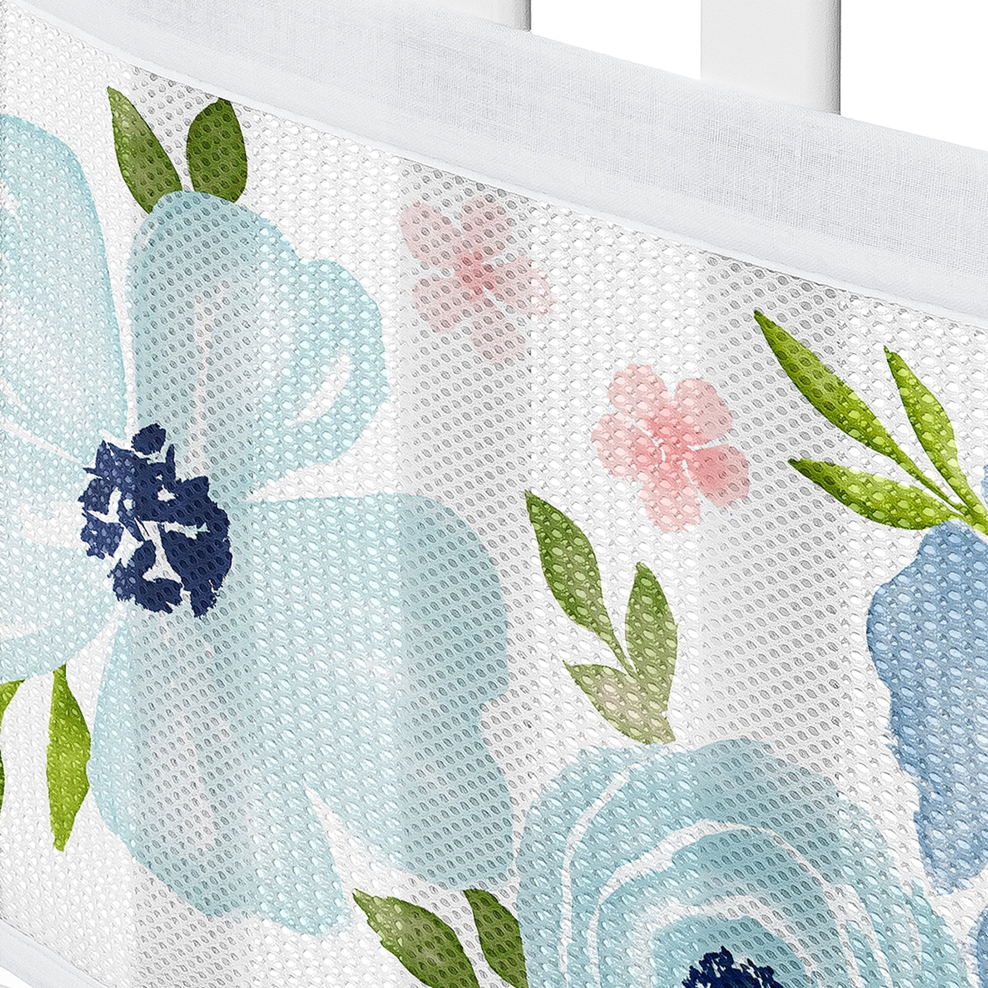 Sweet Jojo Designs + BreathableBaby Watercolor Floral Blue Pink White Breathable Mesh Crib Liner Pad