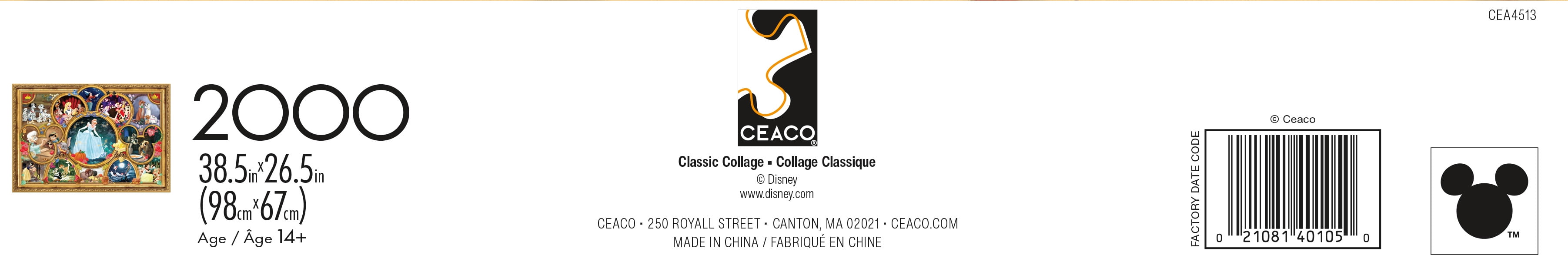 Ceaco Disney Classic Collage 2000-Piece 38.5 x 26.5-Inch Interlocking Jigsaw Puzzle for Adults Ages 14+