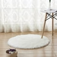thumbnail image 4 of Round Mat Home Decor Faux Fur Sheepskin Rugs Kids Carpet Nursery Bedroom Fluffy Rug Shaggy Area Rug, Diameter 2ft White, 4 of 7
