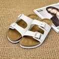 thumbnail image 5 of Mens Suede Flat Sandals Cork Footbed Slides 2 Straps Adjustable Buckle Slip On Summer with Comfort Shoes, 5 of 6