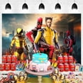 thumbnail image 3 of Cartoon Wolverine Deadpool Birthday Backdrop Banner Party Supplies Happy Birthday Party Decorations 94''×71'', 3 of 3