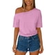thumbnail image 1 of Crop Tops para Mujer, Playeras Cortas Oversize de Color Sólido de un Hombro hasta el Codo, Playera Casual de Verano, Rosas XXL, 1 of 6