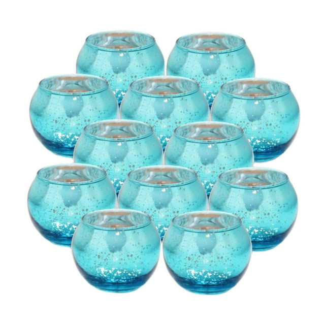 Juego de 12 portavelas votivas, portavelas de té, candelabros, decoración para fiestas Azul