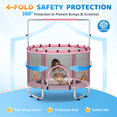 thumbnail image 4 of FEMCHIC 55" Kids Trampoline w/ Net, Trampoline for Kids Age 3-10, Indoor Outdoor Adjustable Small Trampoline for Toddler w/ Swing and Basketball Hoop 400LBS, Pink, 4 of 10