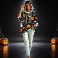 thumbnail image 4 of Womens Halloween Graphic Hoodies Pumpkin Ghost 3/4 Sleeve Sweatshirts | Halloween Themed Print Hoodied,Funny Cute Graphic Pullover,Fall Halloween Party Tops Navy M, 4 of 7