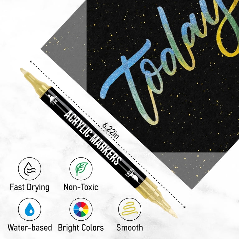 Pagather 24 Metallic Acrylic Paint Markers, Dual Tip photo 2
