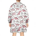 thumbnail image 2 of Wearable Oversized Blanket,Pink Dinosaurs Palms Bones Pattern Wearable Blanket Hoodie for Adults,Cozy Hooded Blankets with Super Pockets,Super Warm Fuzzy Pullover for Women & Men, 2 of 6