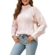thumbnail image 2 of Suéter de Punto Holgado con Cuello Alto y Corazón para Mujer, Larga, Ideal para Otoño e Invierno Rosa S, 2 of 10