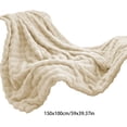 thumbnail image 3 of Eoozwa 59x39 Inch Fleece Throw Blanket for Couch, Soft Warm Fluffy Solid Color Blanket, Lightweight Breathable Decorative Striped Blanket for All Season Use, Machine Washable, 3 of 6