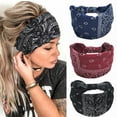 thumbnail image 2 of Bandeau Femme Coton Extensible Bandeaux Élastiques Cheveux Turban Y5V2, 2 of 9