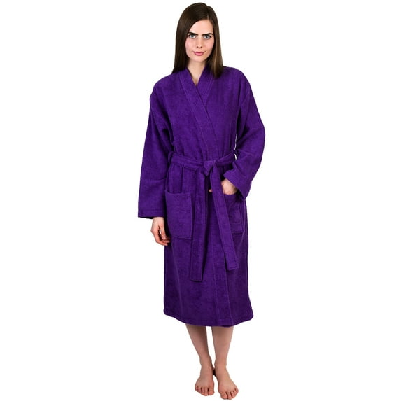 TowelSelections Women's Kimono Robe Turkish Cotton Soft Terry Bathrobe X-Large/XX-Large Royal Lilac