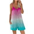 thumbnail image 2 of Loose Romper for Women Summer Casual Spaghetti Strap Tie Dye Short Jumpsuit with Pocket Wide Leg Oneise Fashion Outfits, Green, XXL, 2 of 5