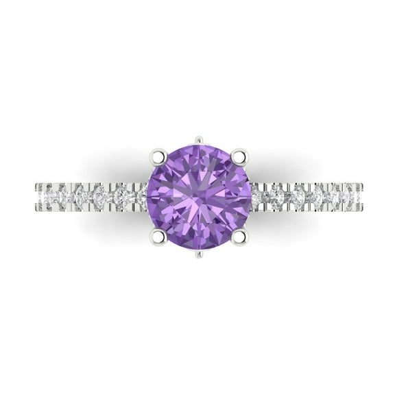 Clara Pucci 14K White Gold 1.47ct Alexandrite Solitaire with Accents Ring