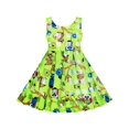 thumbnail image 1 of Girls Illusion Checked Organza Dress Owl Squirrel Print Cute Party 4, 1 of 4