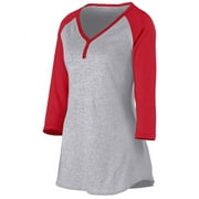 Augusta Sportswear Women's Rave Henley M Athletic Heather/Red