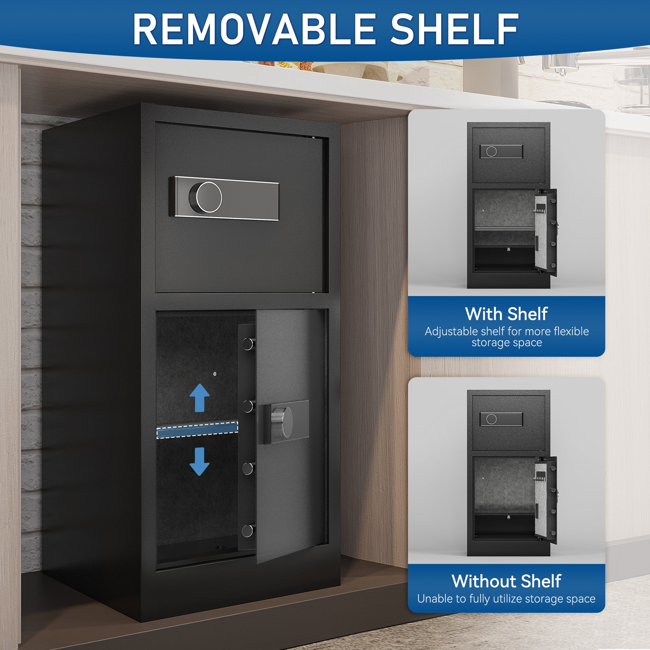 8.5 Cubic Feet Heavy Duty Dual Door Safe Box, Digital Drop Safe, Fireproof safe for Home, Office, Hotel