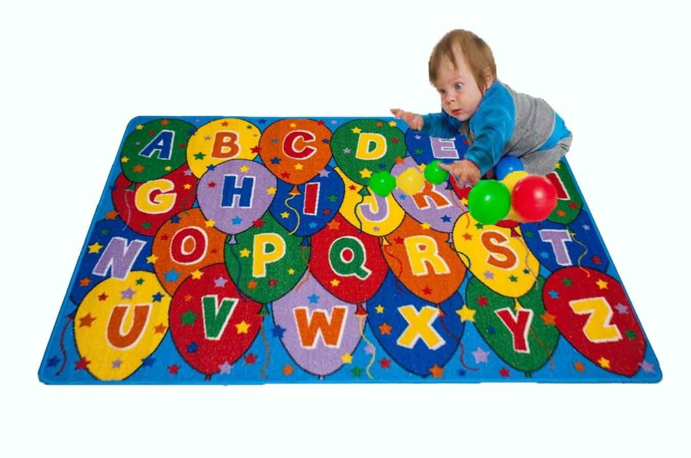 ALPHABET FOODS CHAMPION RUGS 8FTX8FT ROUND PLAYTIME FUN EDUCATIONAL NON-SLIP/GEL BACK AREA RUG CARPET MULTI COLOR