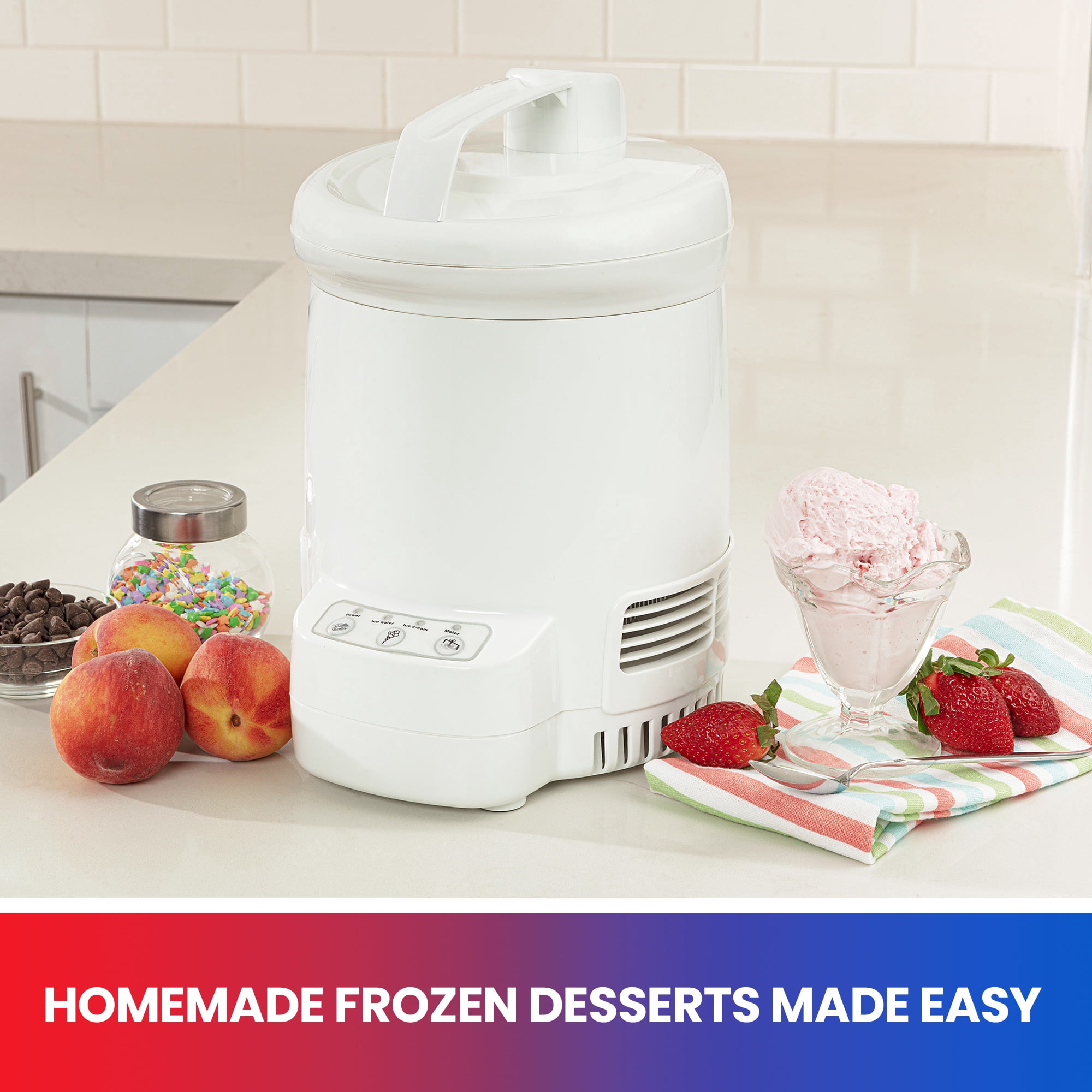 Total Chef Ice Cream Factory Automatic Ice Cream Maker 1.2Liter White