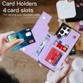 thumbnail image 4 of Nalacover Zipper Wallet Case for Samsung Galaxy S22 Ultra, Luxury PU Leather Crossbody Lanyard Shoulder Strap Magnetic RFID Blocking Cover with Kickstand Card Slots Holder Shockproof Case,Purple, 4 of 10