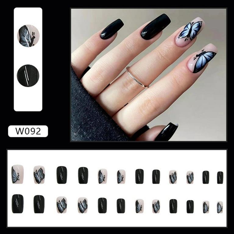 black nail designs for short nails
