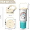 thumbnail image 4 of 30 Oz Tumbler Blue Rainbow Pencil Tumbler with Lid and Straw, Birthday Gift Cup for Friend Women Men Coffee Travel Mug Thanksgiving Day Halloween Christmas Gift Water Bottle, 4 of 7