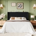 thumbnail image 3 of Einfach Full Bed Frame, Upholstered Platform Bed with Wingback Headboard, No Box Spring Required, Black, 3 of 10