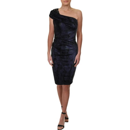 David Meister Gowns - David Meister Womens Beaded One Shoulder Cocktail Dress Purple 8