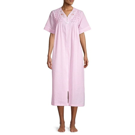- Seersucker Long Zip Robe
