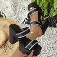 thumbnail image 6 of Xdegoge Platform Sandals Women Chunky High Heel Slides Rhinestone Double Strap Summer Beach Shoes Sparkling Slip On Fashionable Dressy Outdoor Casual Open Toe, 6 of 9