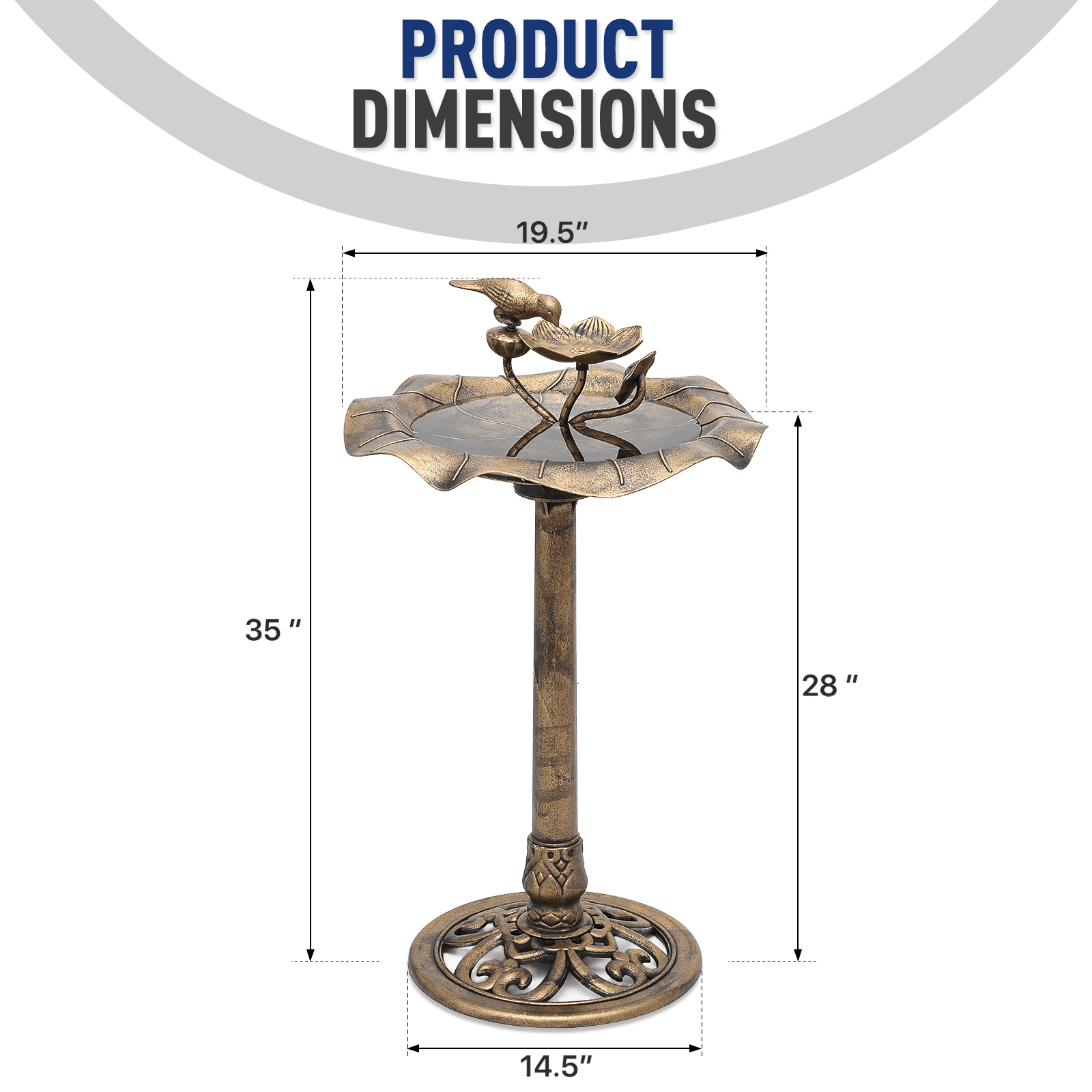 OSM 35" Outdoor Bird Bath and Feeder Set with Pedestal, Vintage Lotus Design, Weather-Resistant, 1.3-Gallon Water Capacity for Garden, Backyard, Patio, Bronze