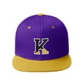 thumbnail image 2 of Daxton Classic Snapback Initial Numbers Letters Flat Bill Visor Cap, Purple Yellow Hat, Letter K, 2 of 4