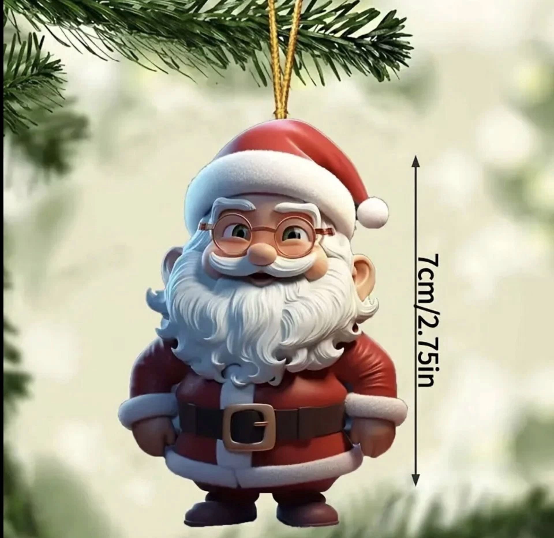 BUTTERFLY- Festive Acrylic Santa Claus Ornament - Christmas Tree Hanging Decoration Decor