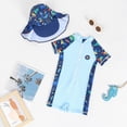 thumbnail image 2 of CAICJ98 Infant Baby Boy Rash Guard Swimsuit Short Sleeve Zipper One Piece Bathing Suit Toddler Swimwear Sunsuit (Light Blue,18-24 Months), 2 of 4