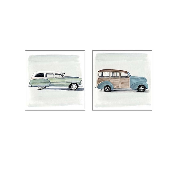 Great Art Now Classic Autos B by Jennifer Parker 2 Piece Print Art Set Each 12W x 12H