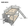 EUROCO Wood Twin over Twin Bunk Bed with Slide and Staircase, Low