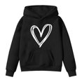 thumbnail image 4 of OYXSER Kids Girls Heart Graphic Hooded Sweatshirt Long Sleeve Pullover Top with Front Pocket Casual School Wear, Black 4-5Y, 4 of 5