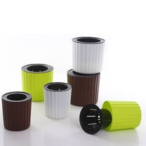 LEORX Round Plastic Planter Self Watering Herb Pot for Indoor Garden 9 8cm White