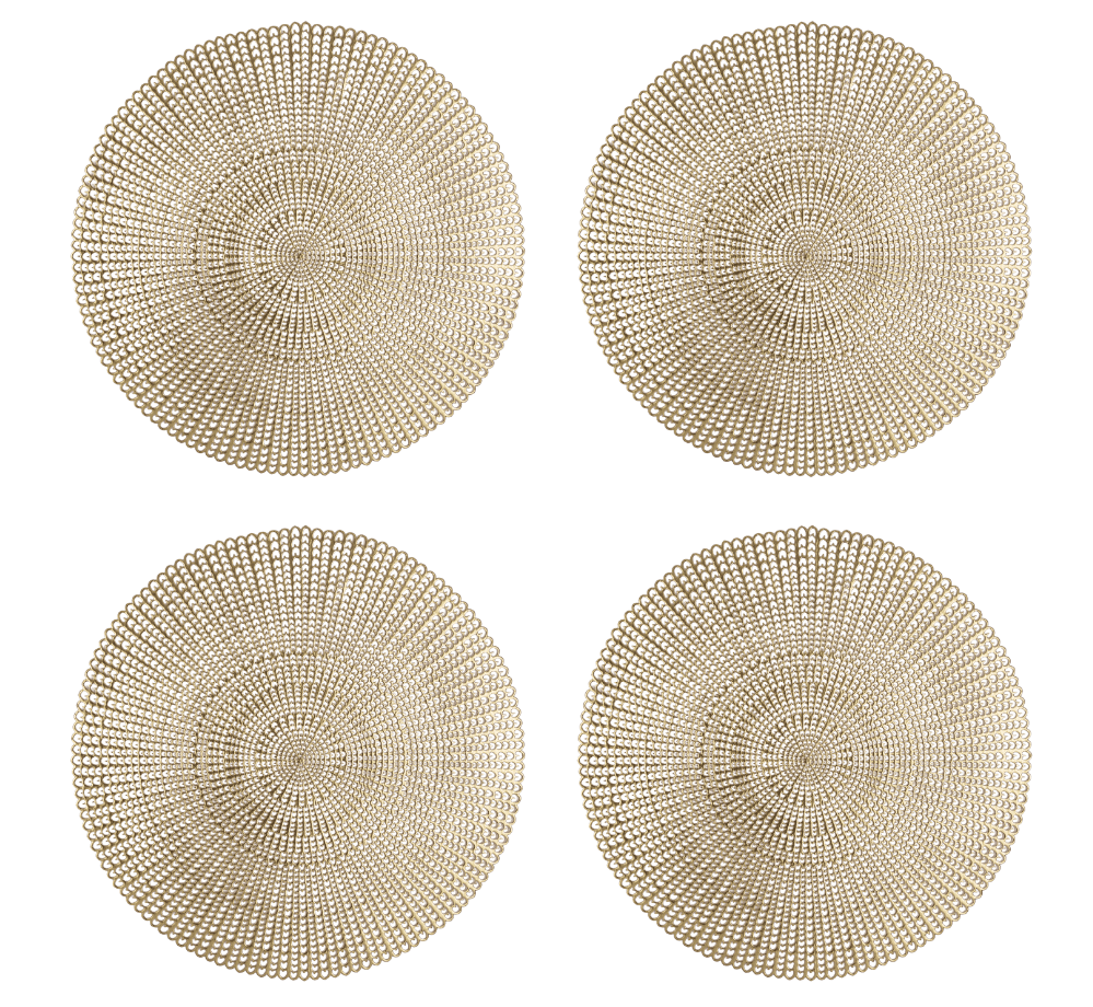Home Details 4 Pack Round Woven Placemats in Gold