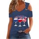 thumbnail image 1 of Tops de Hombro Frío para las Mujeres Día de la Independencia Impreso Fuera Del Hombro Blusa con Cuello en V, Fuera Del Hombro de las Mujeres, 1 of 4