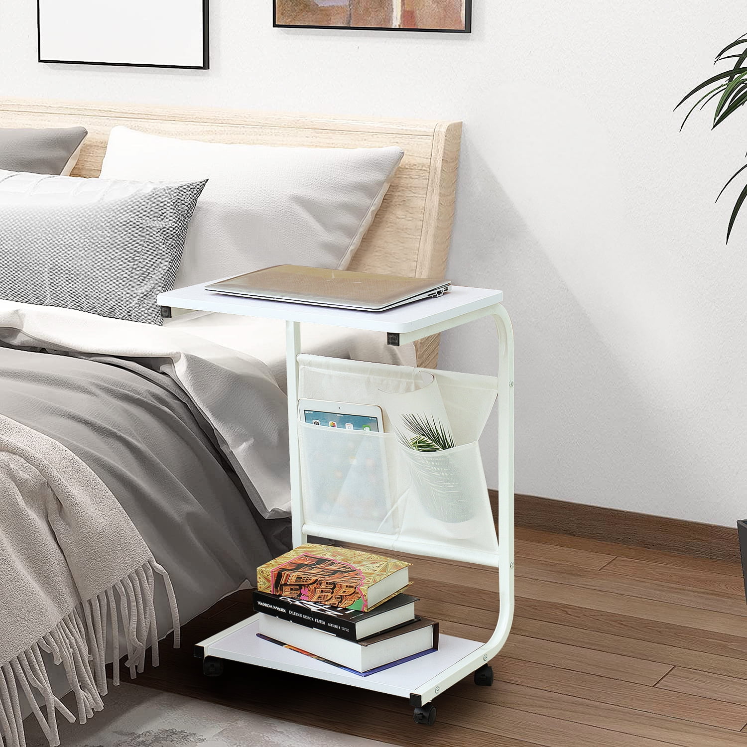 Adjustable Rolling Desk Mobile Laptop Desk Cart Stand Up Table Standing