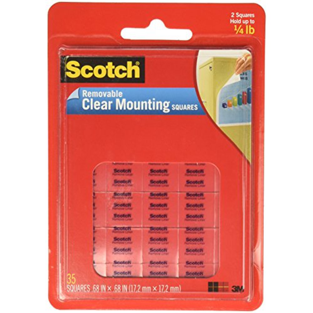 Scotch(R) Removable Wall Mounting Tabs, 11/16in. x 11/16in, Clear, Box