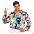 thumbnail image 1 of 1960s Disco Shirt Multicolor Psychedelic Adult Men's Costume Accessory OS, 1 of 1