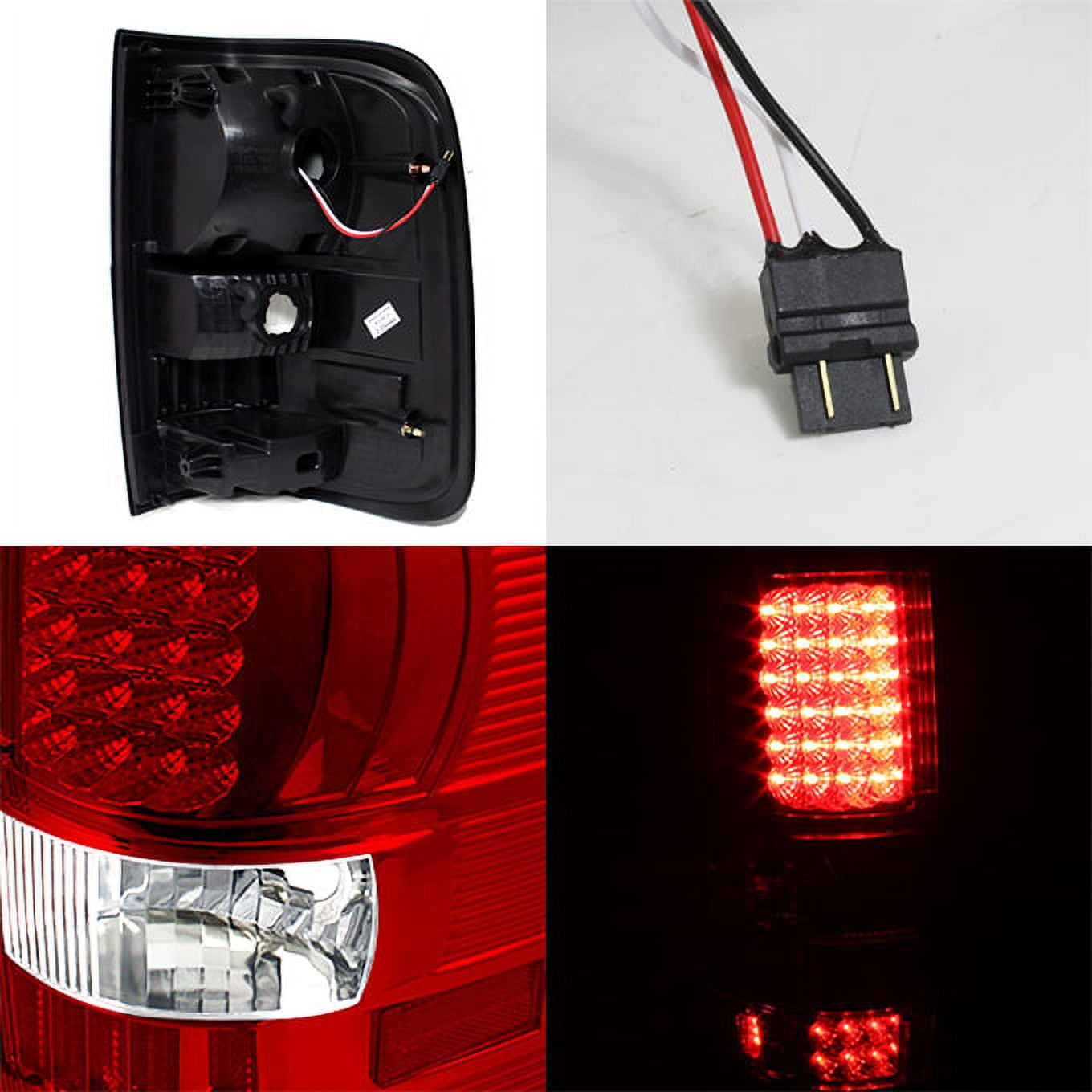 AKKON - For 04-08 Ford F150 F-150 Pickup Truck Styleside Model Red Clear LED Tail Lights Brake Lamps Replacement